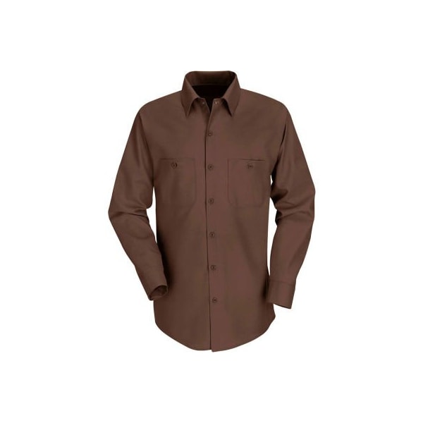Red Kap Men's Industrial Work Shirt Long Sleeve Chocolate Brown Long-L SP14